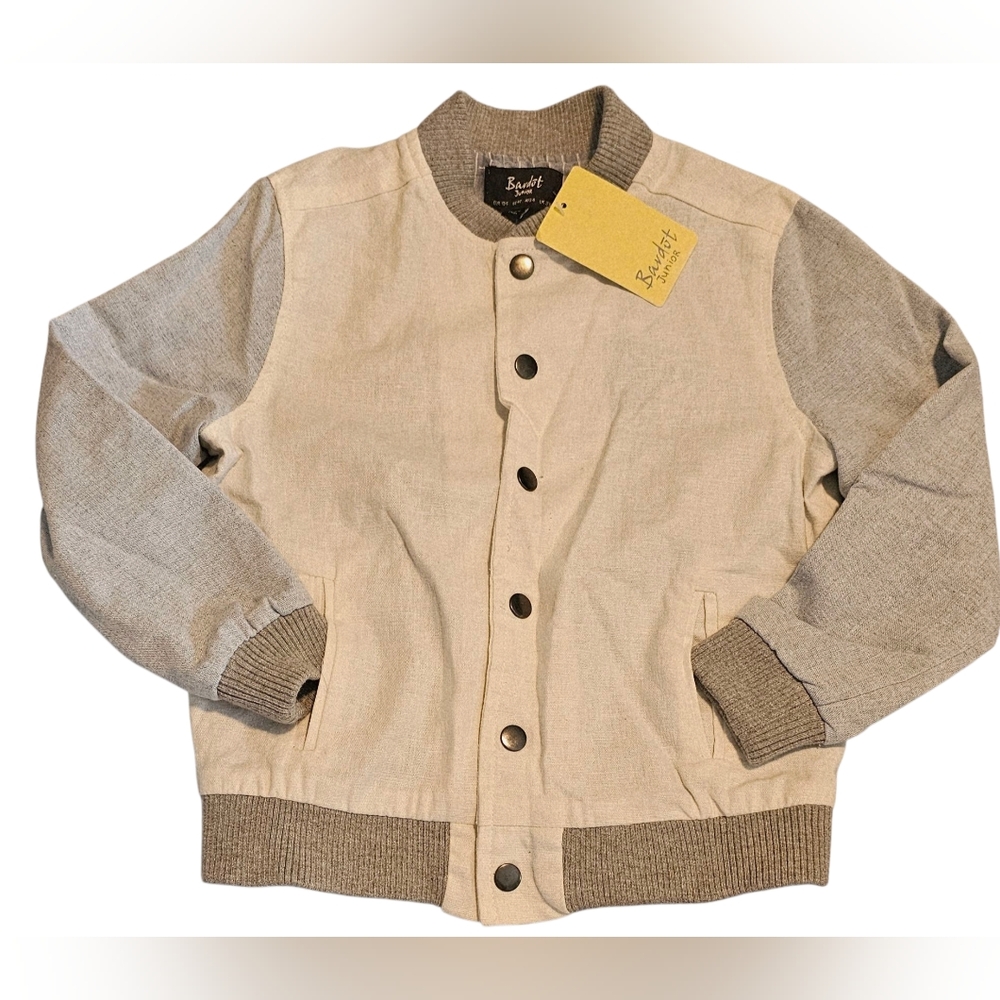 Bardot Junior Jacket Orlando Varsity Jacket White Blue Gray Unisex Kid's Size 4T